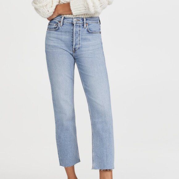 RE/DONE 70s High Rise Comfort Stretch Stove Pipe Jeans in color Mid 90s - Picture 1 of 9